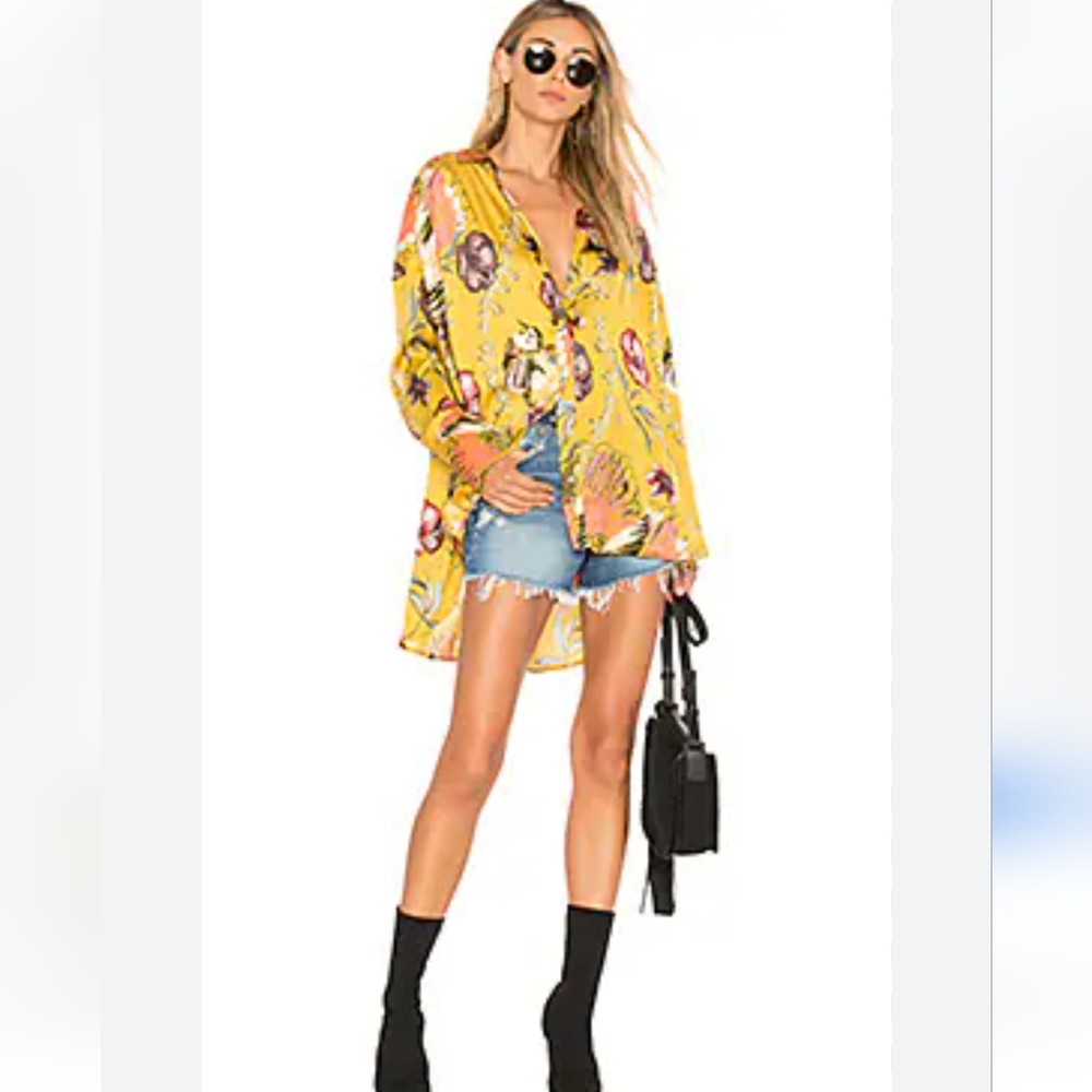 Free People Silky Nights Button Down Blouse